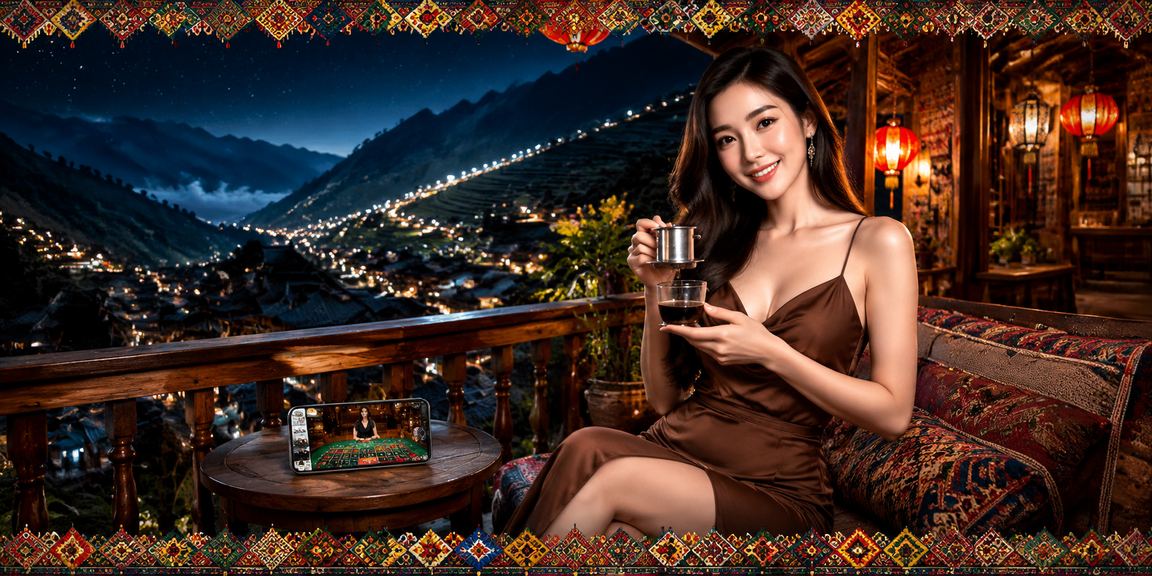 Người chơi xem khuyến mãi mt03 bên tách cà phê ở Sapa